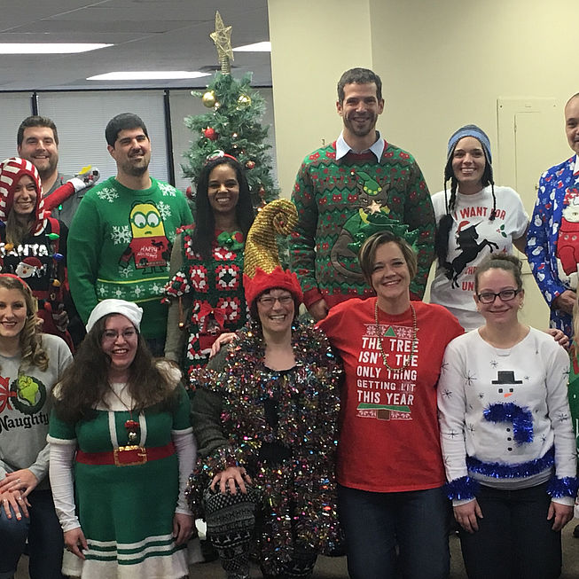 FMS Reading team in christmas sweaters